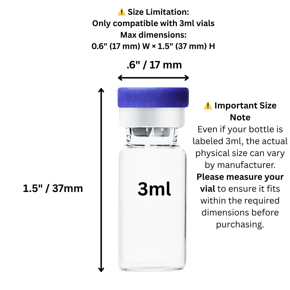 12-Slot 3 ml Vial Case with BAC & Syringe Storage | Organizer for GLP-1, Peptides, Research