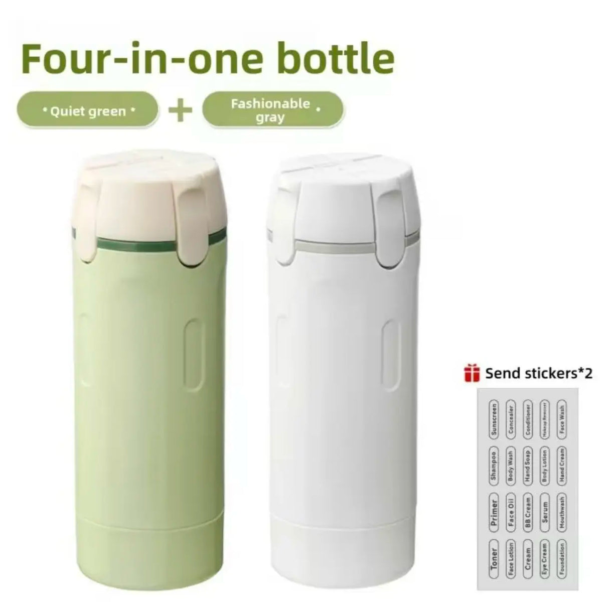 4-in-1 Portable Cosmetic Shampoo Dispenser Storage Bottle Plastic Travel Friendly Compact Design for Easy Carrying
