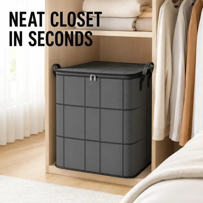 Large XXL Fabric Storage Bin with Zipper - Clothing Bedding Storage Organiser for Closet Organization, Ideal for Quilts, Sweaters, Gym Bag Items