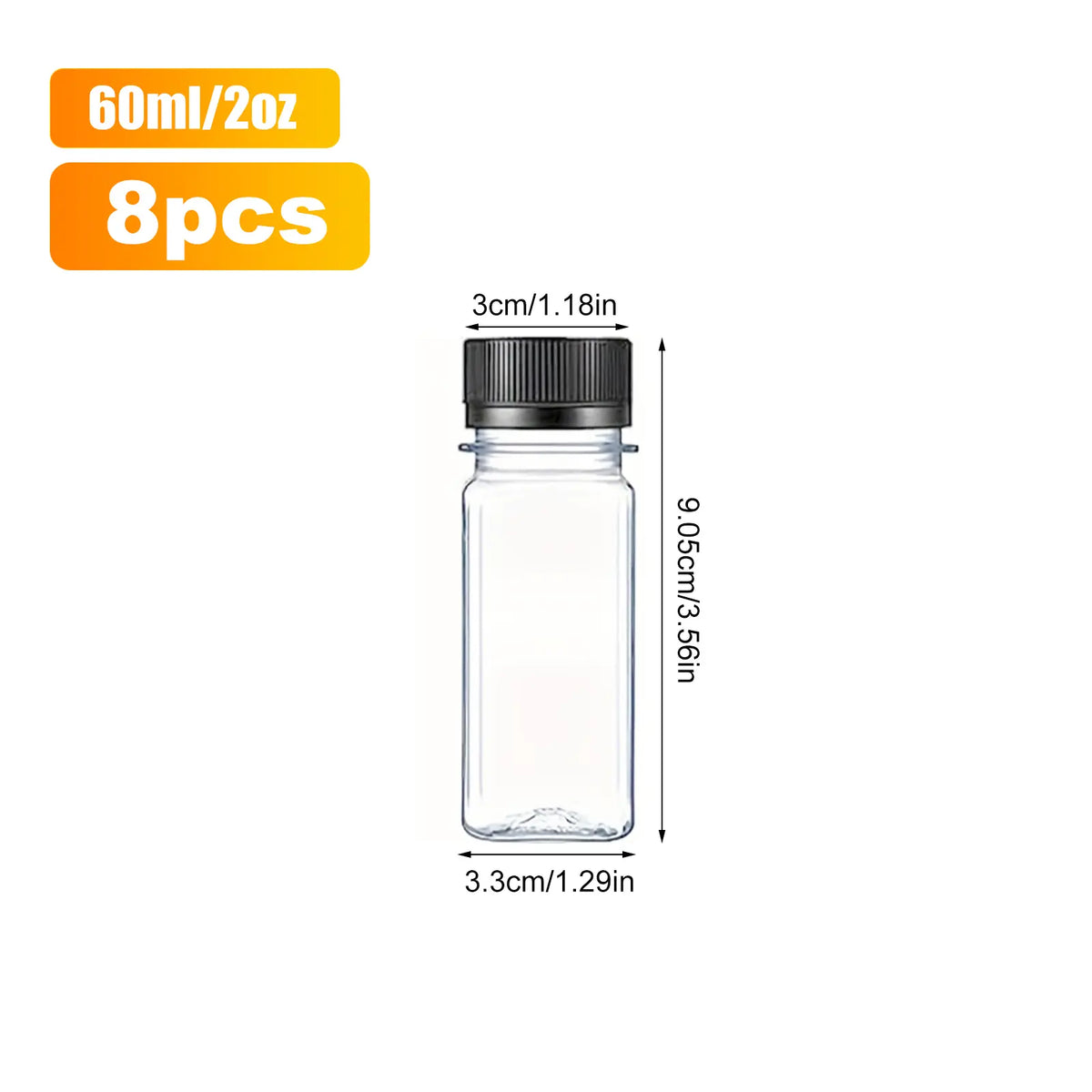 8 Pcs Mini Plastic Juice Bottles with Caps, Reusable Clear Drink Containers, Reusable Beverage Containers, Coffee Container, Leakproof Wide Mouth, Dishwasher Safe, Travel Essentials
