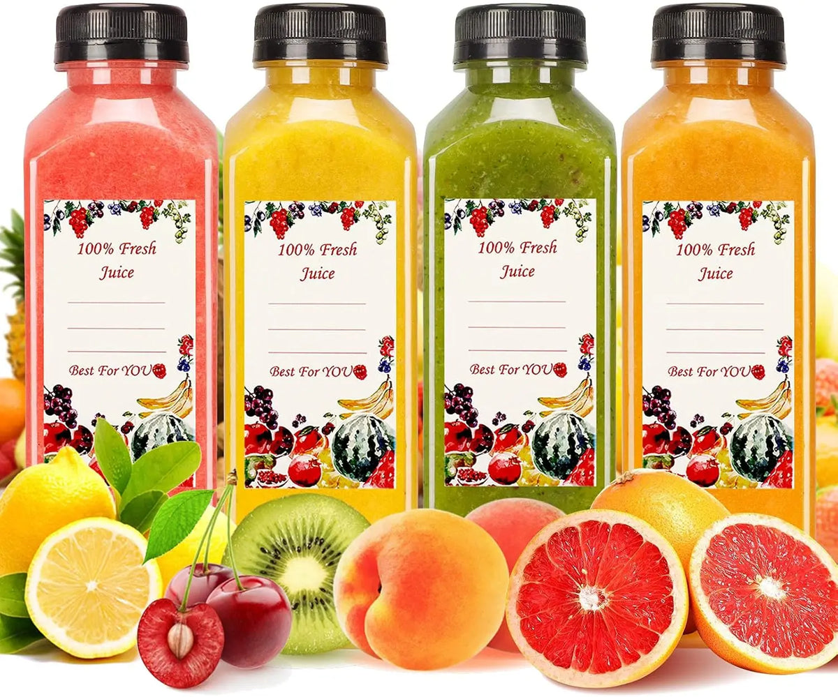 20pcs 16oz Reusable Poly Plastic Packaged Beverage Water Bottles - Empty Food & Beverage Containers with Caps, Stickers, Funnel, Cleaning Brush for Back to School Haul, Class
