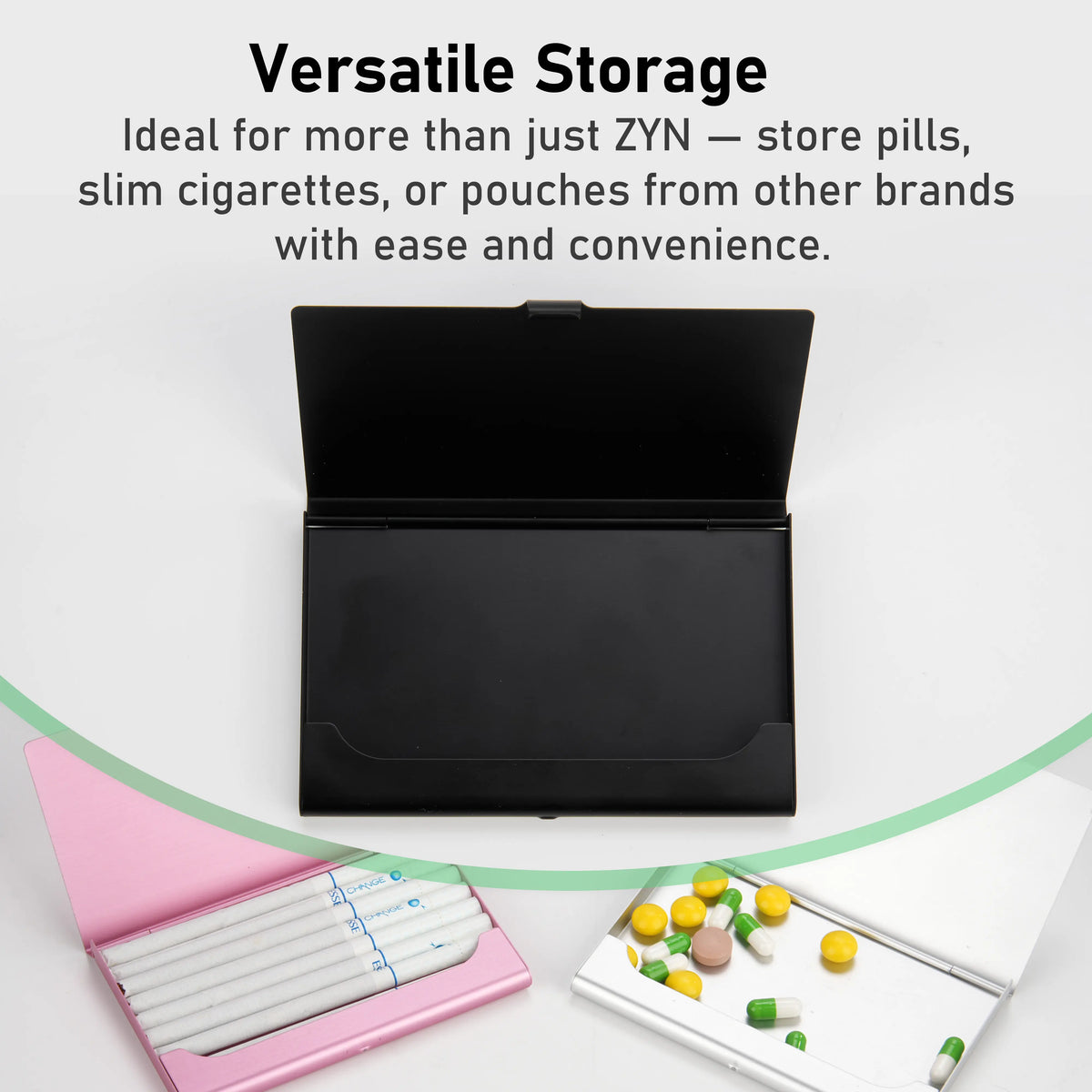 2-Pack Aluminum Scratch-Resistant Zyn Containers, Portable Ultra-Slim Discreet Home Organizer Holders, Lightweight Modern Flexible Pouch for Small Items, Best Gift for Everyday Carry (Case Only)