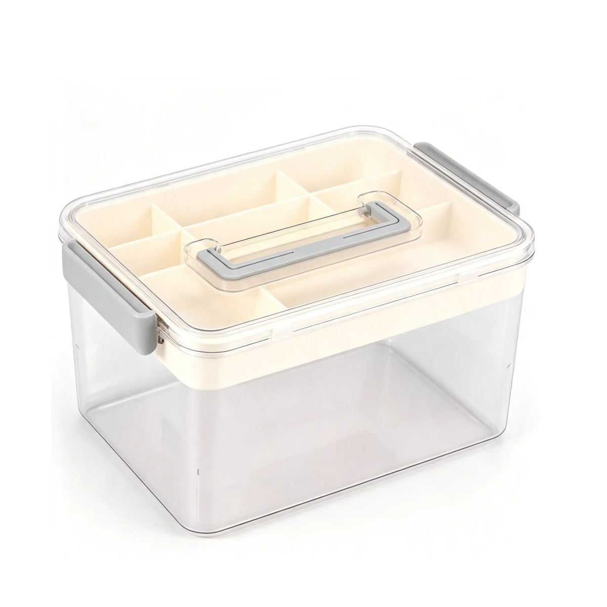 Clear Large Capacity Plastic Medicine Storage Box,Thickened Empty First Aid Case with Detachable Divider Tray,Sealed Lid Portable Organizer,Multipurpose Back to School Dorm Essentials Container for Home Office Student Campus Medical Sundry Arrangement, St