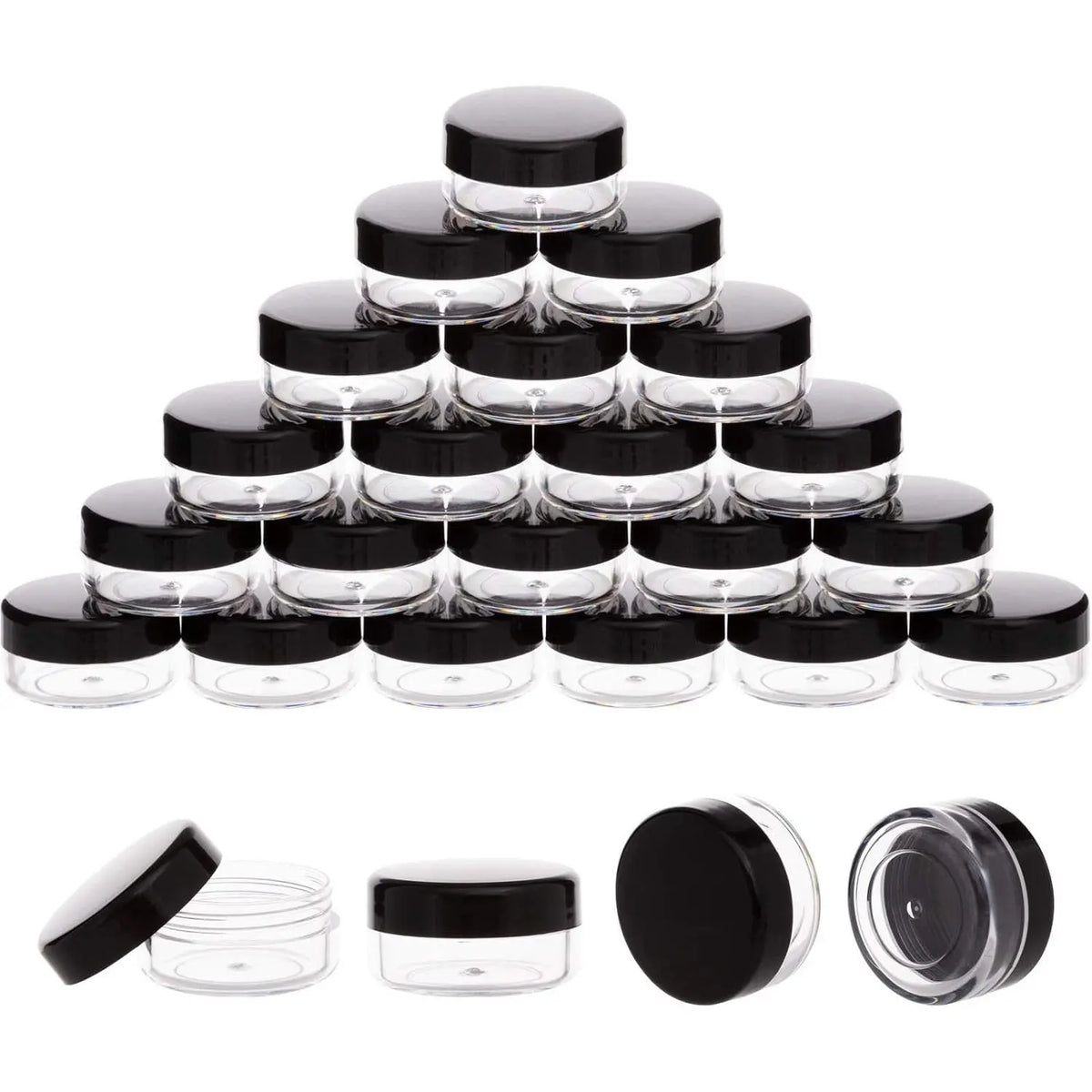 Containers, 3 Gram 50 count Sample Containers with , Clear Sample Jars for Makeup, Lotion, Eye Shadow, , and Lip Balm