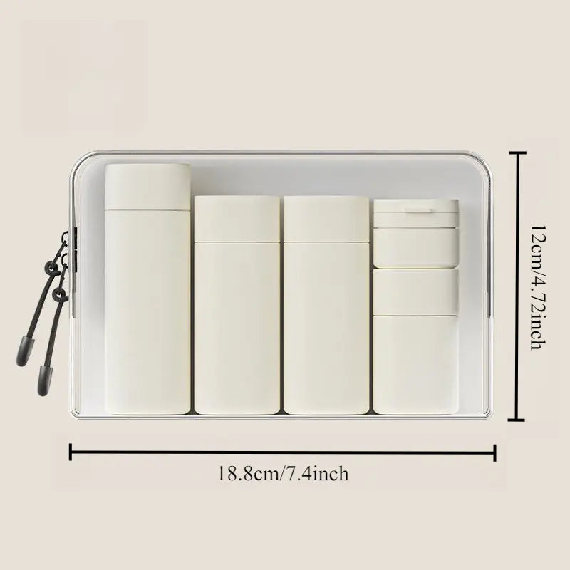 5pcs Travel Cream Dispenser Bottles Set - TSA Approved Multi-Size Plastic Storage Bottles & Jars, Wide Opening for Fast Pours, Light Easy Packing Travel Toiletry Organizer Kit Essentials