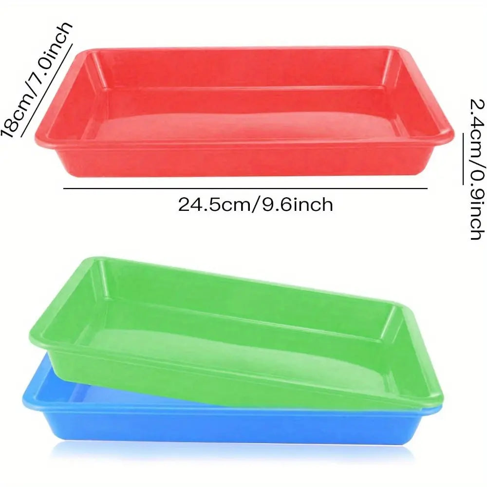 5pcs Plastic Art Trays, Stackable Activity Crafts Organizer, Serving, Jewelry Tray for DIY Projects, Painting, Beads, Organizing Supply