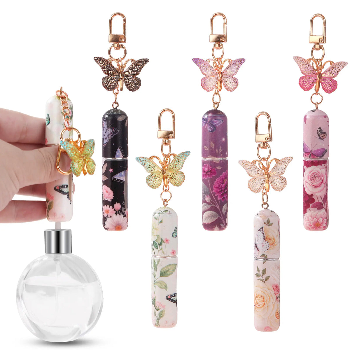 Perfume bottle keychain, butterfly girl style 5ML perfume refill bottle, portable for travel Refillable bottle