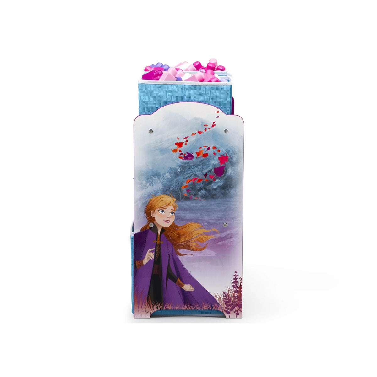 Delta Children Frozen II Themed 6-Bin Toy Organiser - Box Organiser with Vinyl-Decorated Fabric Bins, Reusable Stickers, Customizable Display Open Storage, Kid-Ready Home Decor & Storage Solution