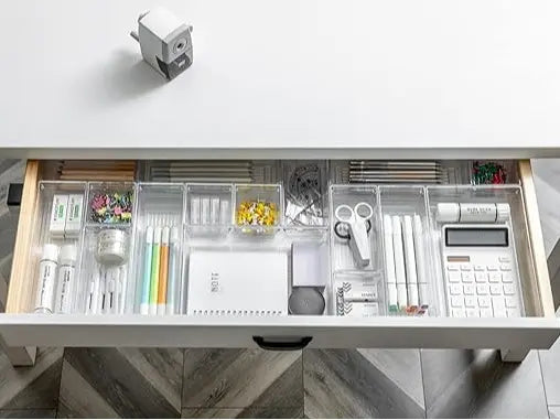 Clear Plastic Drawer Organizer Tray for Makeup, Kitchen Utensils, Jewelries and Gadgets