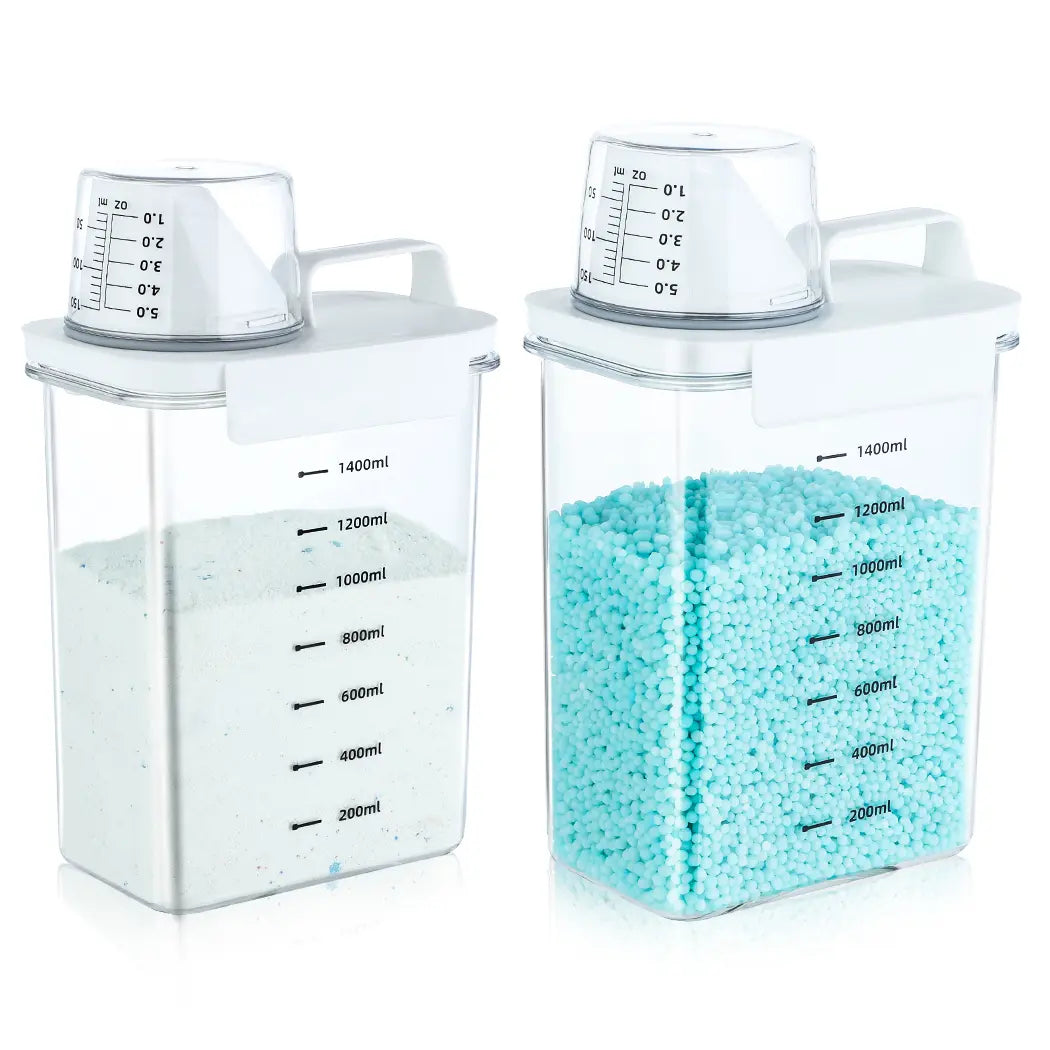 Scent Booster Beads Storage Canister - 61 oz (1400ml) Transparent Plastic Rectangle French Country Dustproof Flip-Top Closure Organiser, 5.1x3.1x9.4in Storage Organizer for Laundry Room, Balcony, Holds Beads, Powder, Soda, Laundry Detergent