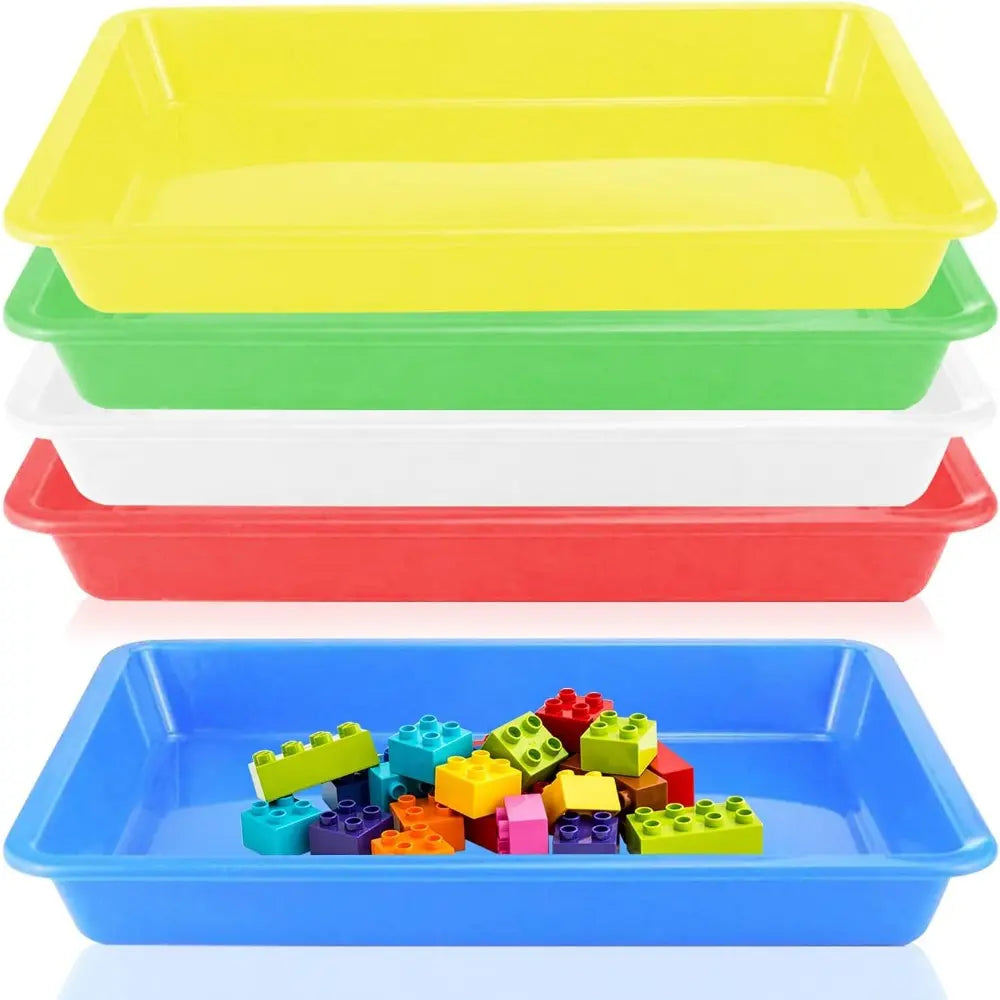 5pcs Plastic Art Trays, Stackable Activity Crafts Organizer, Serving, Jewelry Tray for DIY Projects, Painting, Beads, Organizing Supply