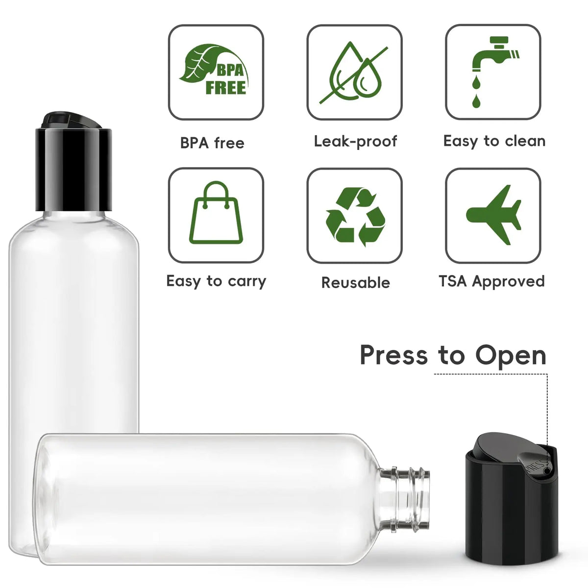 10 Pack 3.4 oz Clear Travel Bottles for Toiletries,TSA Approved Leakproof Travel Size Containers,Empty Small Plastic Shampoo Lotion Bottles with Labels,Dispenser,Hand Tools Kits,Summervibes