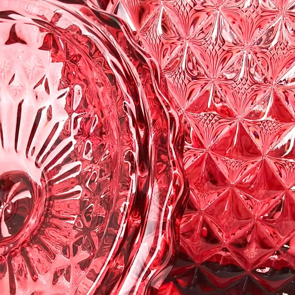 Purplish Red Lead-Free Glass Canister with Lid - Minimalist Can-Shaped Jar, Small/Large Options, Kitchen Preserving Container, Jewelry/Candy Dish, Office Accessories Storage, Crystal Look with Dazzling Light