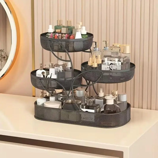 3-Layer Compartmentalized Beauty Organizer - Divided Cosmetics Organiser for Vanity Skincare, Perfume, Desktop & Bathroom Storage Organization Rack