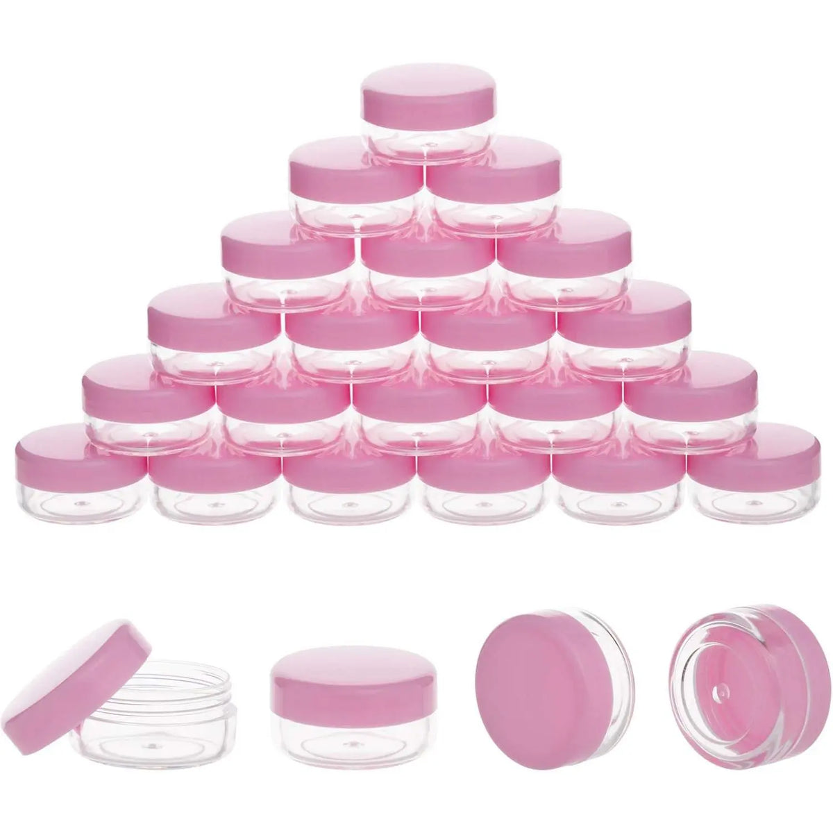 Containers, 3 Gram 50 count Sample Containers with ,  Clear Sample Jars for Makeup, Lotion, Eye Shadow, , and Lip Balm