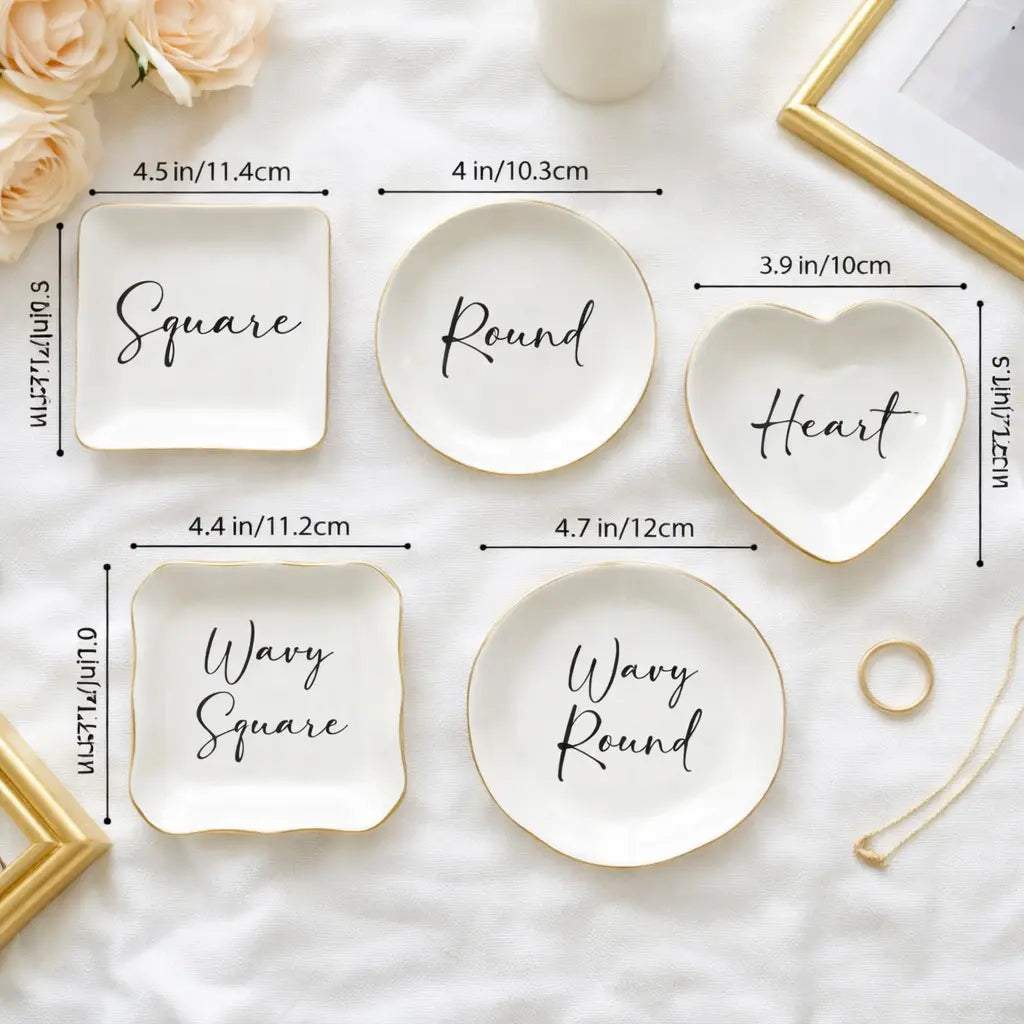 Customizable Personalized Bestie Photo Vector Ceramic Jewelry Dish - Home Organiser for Small Jewelry Items, Striped Countertop Trinket Tray, Special Occasions Gift for Best Friend