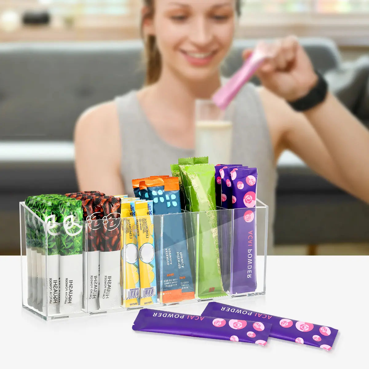 AIEVE Drink Packet Organizer, Mountable Space-Saving Tidy Counter Setup Holder with Adhesive & Magnetic Sticker, Home Pantry Kitchen Storage for Countertop Fridge Cabinet (Summer Sale Deals, Restock Deals for You Days), Mountable Saves Space