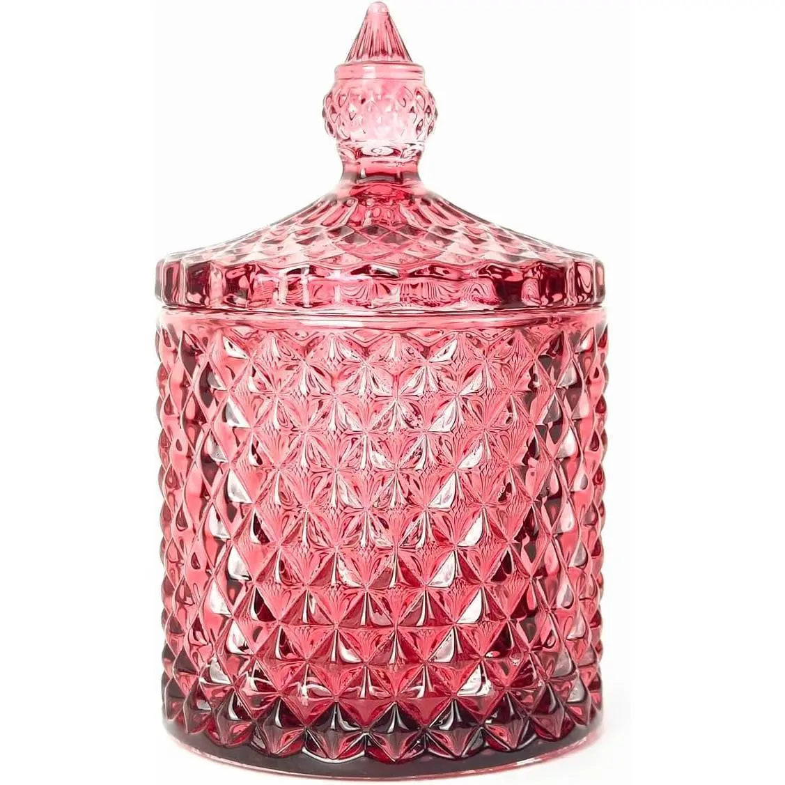 Purplish Red Lead-Free Glass Canister with Lid - Minimalist Can-Shaped Jar, Small/Large Options, Kitchen Preserving Container, Jewelry/Candy Dish, Office Accessories Storage, Crystal Look with Dazzling Light