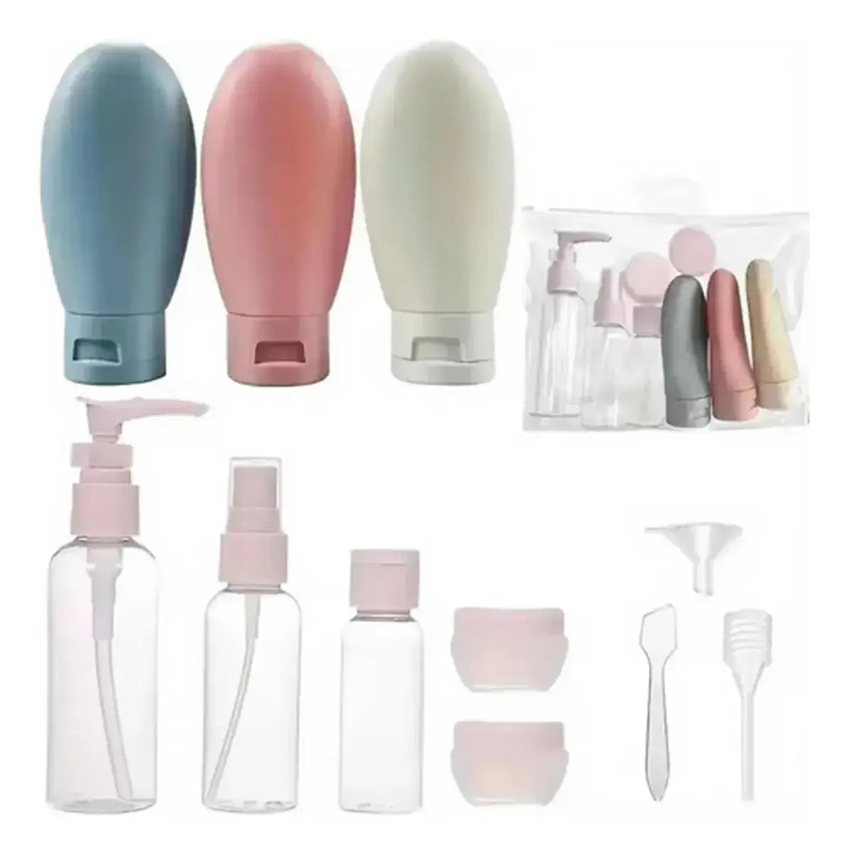 11pc Colorful Waterproof Lightweight Plastic Travel Toiletries Bottles - Empty Refillable Lotion & Cream Containers With Storage Bag, Summer Travel Essentials, Ideal Gift, Sohochic sohochic