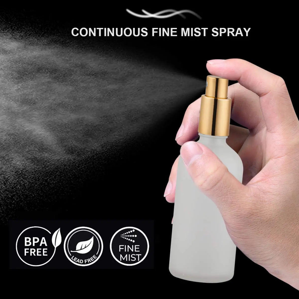 Glass Spray Bottle 3.4oz, Empty Frosted Perfume Atomizer, Fine Mist Spray, Sprayer (2 PACK)