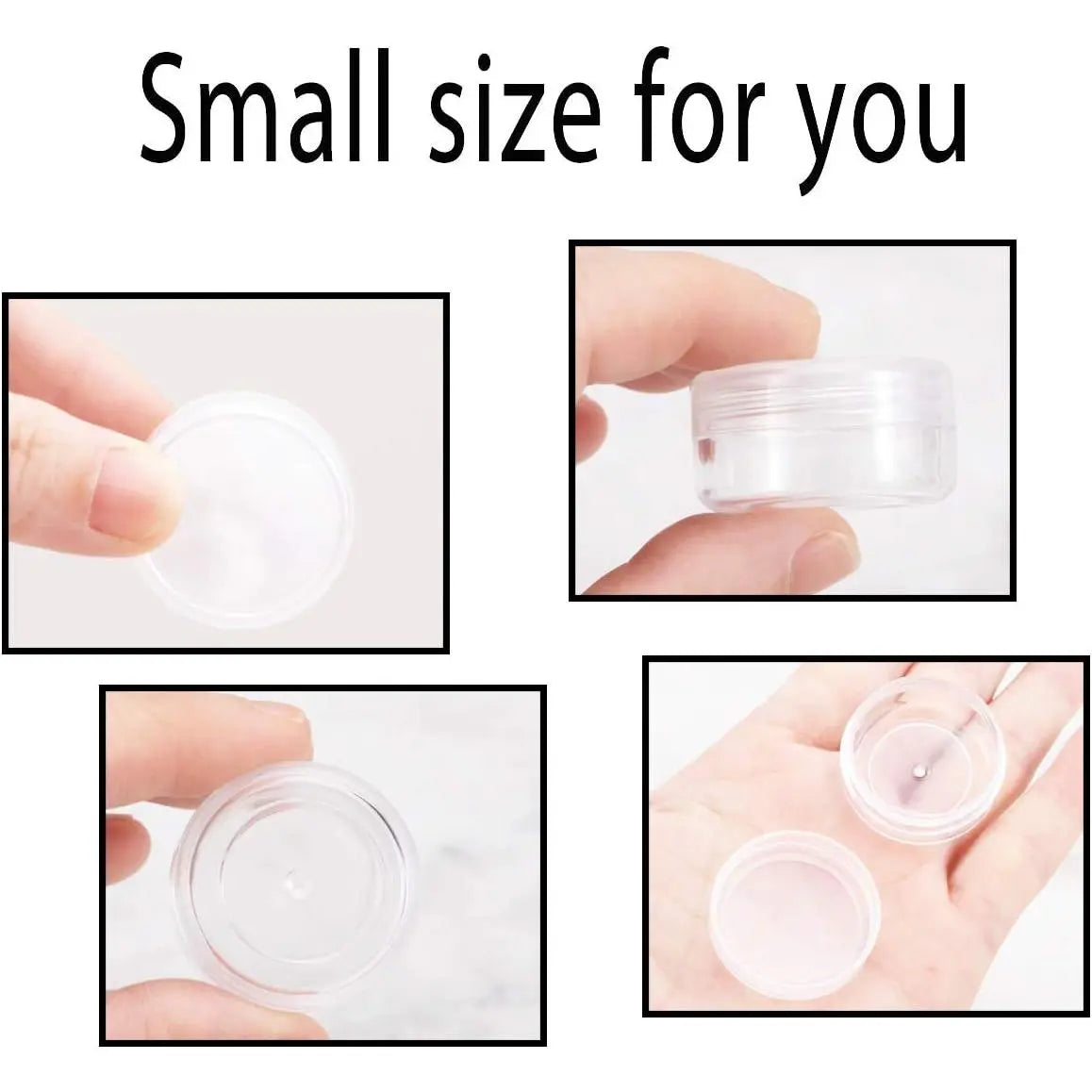 Containers, 3 Gram 50 count Sample Containers with ,  Clear Sample Jars for Makeup, Lotion, Eye Shadow, , and Lip Balm