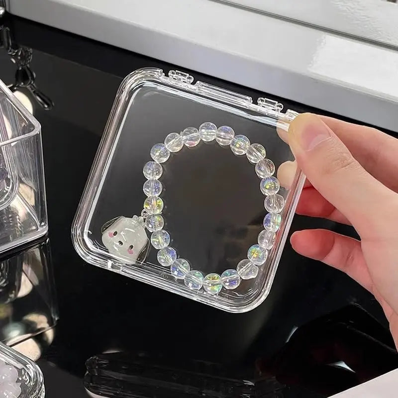 Clear Jewelry Storage Box, 1 Set Multi-functional Portable Storage Organizers Box, Transparent Plastic Storage Box for Home, Dormitory, Bathroom & Office, Dustproof Clear Box (1pc Long Tray & 12pcs 8.5cm Square Boxes)