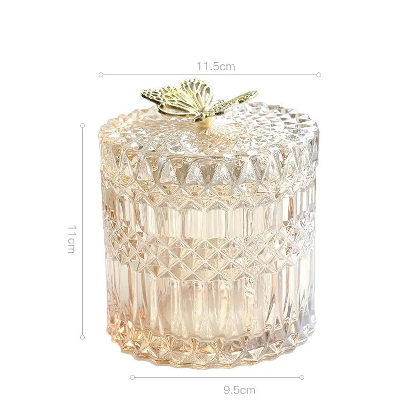 Creative Crystal Glass Butterfly Storage Jar, Glass Storage Container, Home Bedroom Decor, Jewelry Box, Makeup Cotton Holder, Toothpick Organizer, Decorative Jar, Glass Storage Jars, Glass Containers