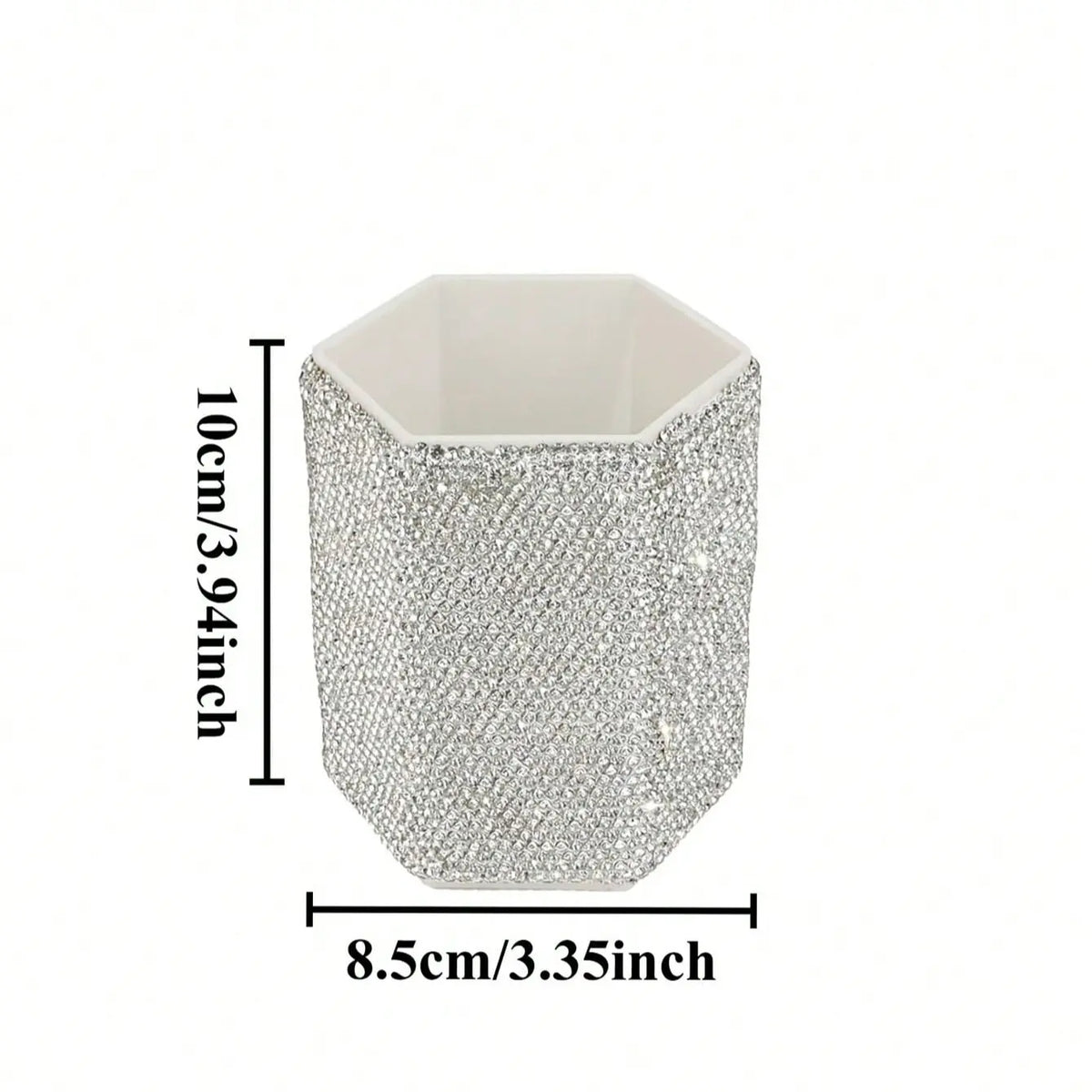 Hexagonal Crystal Makeup Brush Holder, Large Capacity, Decorative Shiny Surface, Multifunctional Cosmetic Storage Rack, Makeup Organizer Box for Bedroom Vanity Desk, Cosmetic Organiser, Cosmetic Organizers