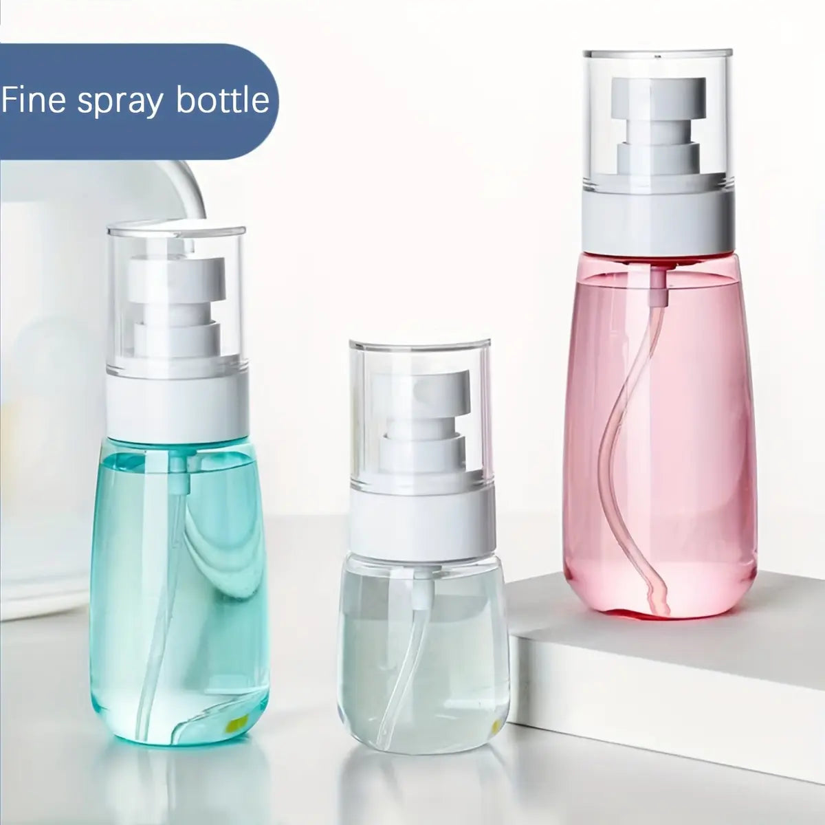 3pcs Small Spray Portable Transparent Spray Bottle Travel 100ml Fine Mist Mini Empty Spray Bottle Refillable Spray Containers - Leak-Proof - For Toner, Face, and Hair Spray, Pump Bottles Set