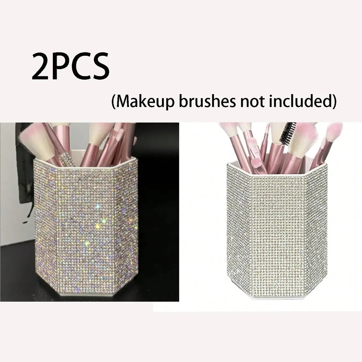 Hexagonal Crystal Makeup Brush Holder, Large Capacity, Decorative Shiny Surface, Multifunctional Cosmetic Storage Rack, Makeup Organizer Box for Bedroom Vanity Desk, Cosmetic Organiser, Cosmetic Organizers