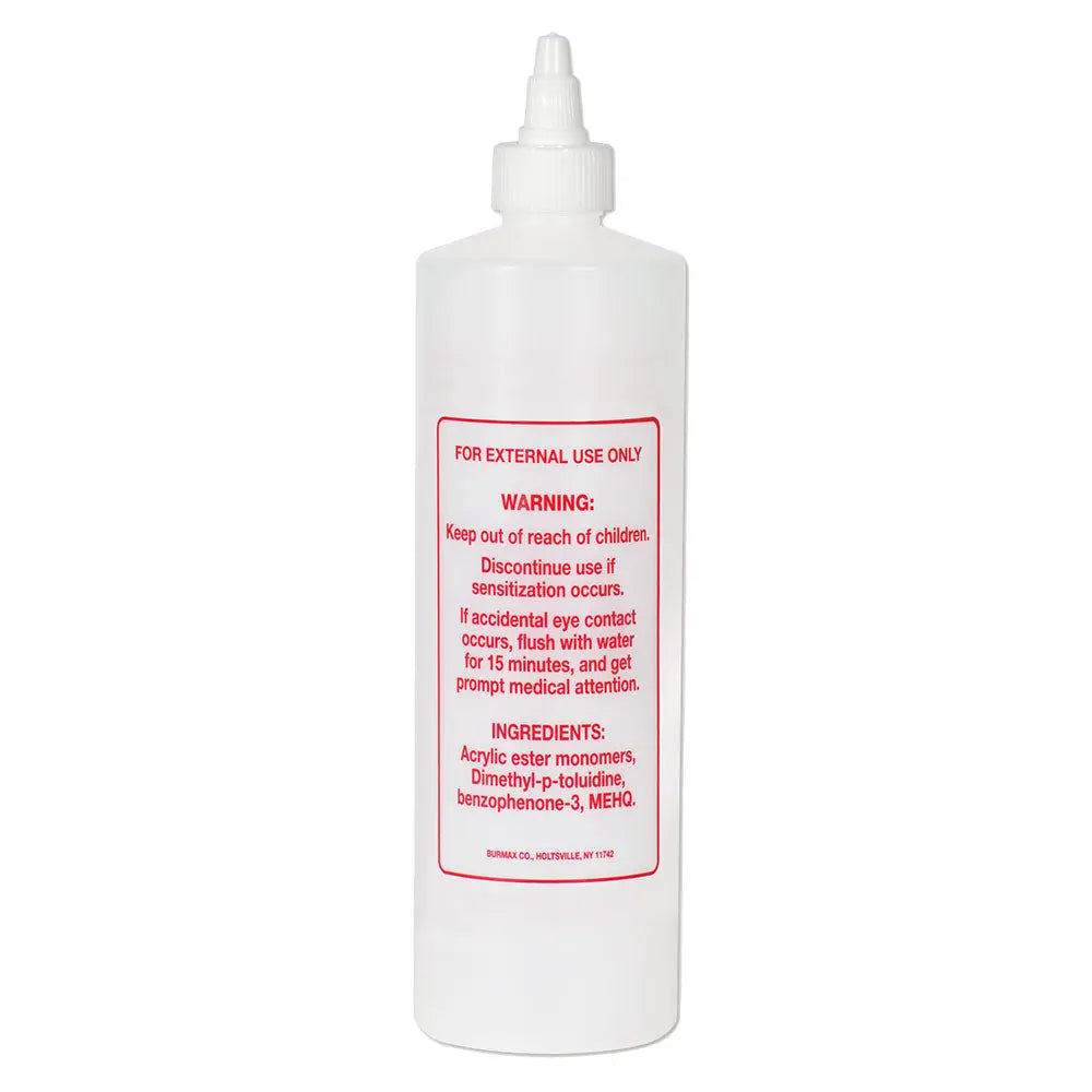Soft 'N Style 16oz Plastic Pre-Labeled Imprinted Liquid Monomer Refill Bottle with Twist Top Lid - Home Supplies Container, Storage Bottles & Jars with Bright Red Letters