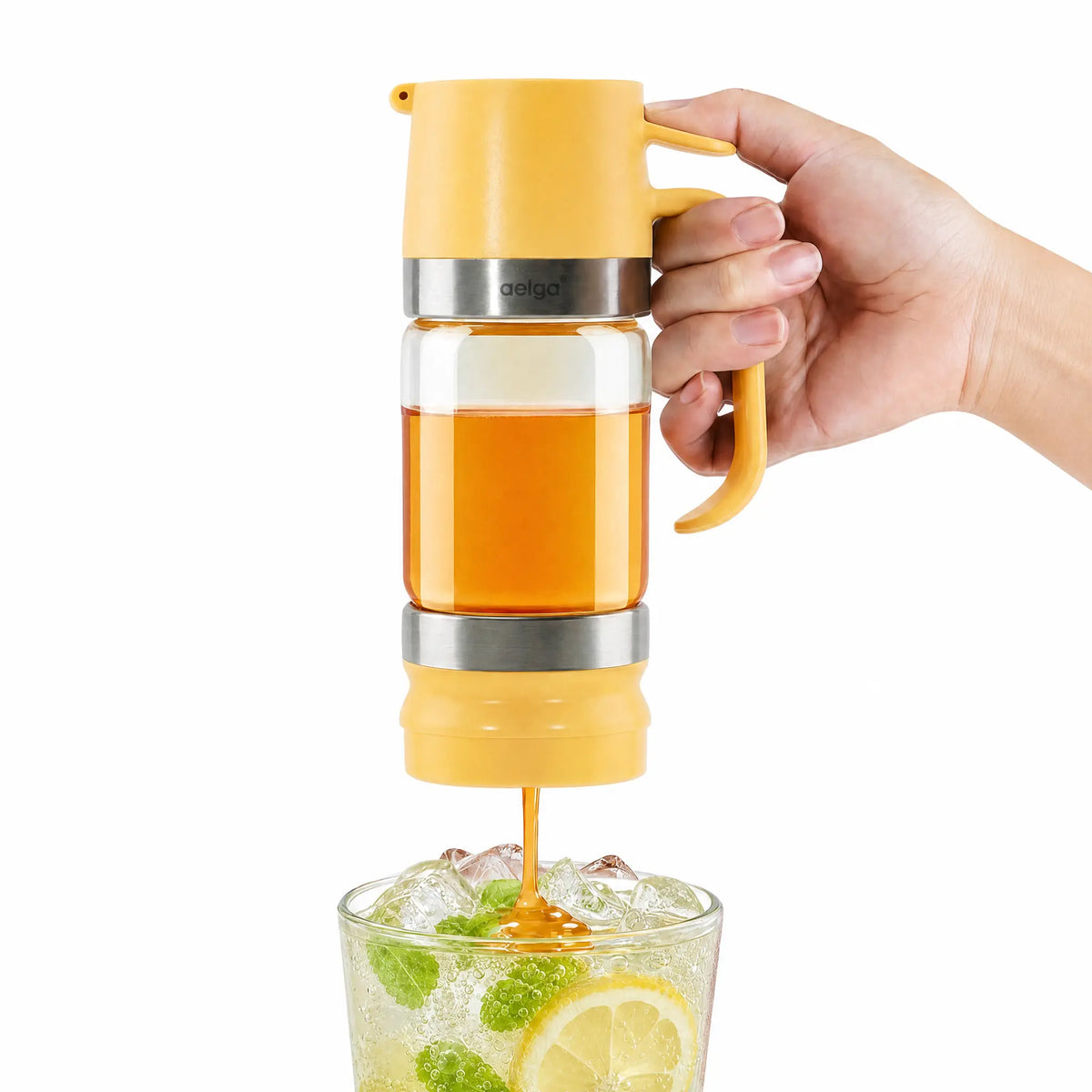 Glass Honey Dispenser - Kitchen Preserving Container, No-Drip Leak-Free Design with Handle, Controlled Flow, Refillable, Dishwasher Safe, Maintains Food & Beverage Freshness, Easy to Clean for Daily Use, Maintains Freshness