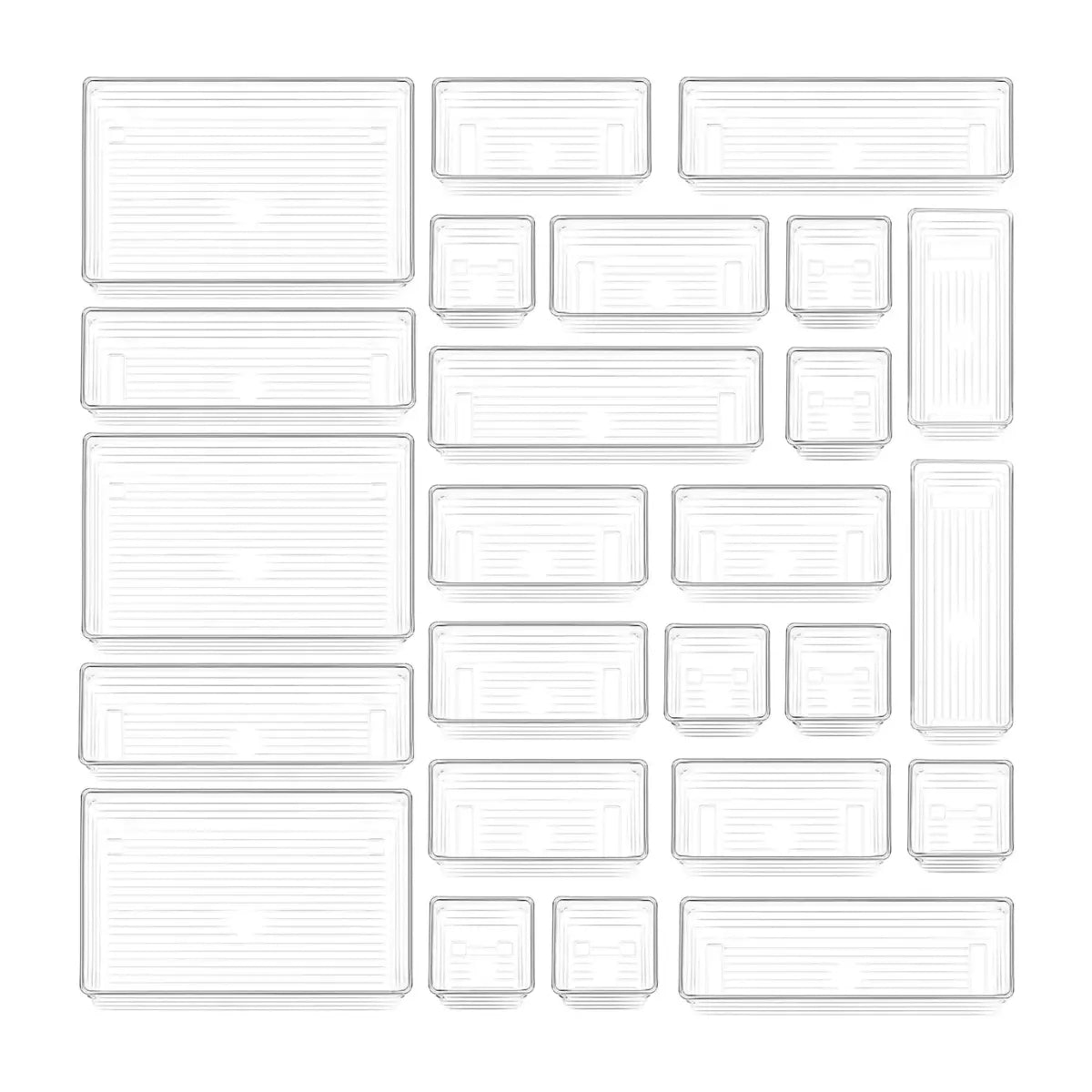 Clear Plastic Drawer Organizer Tray for Makeup, Kitchen Utensils, Jewelries and Gadgets
