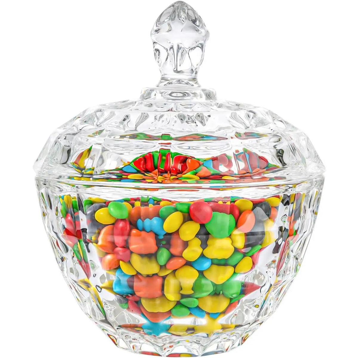 BPA-Free 14Oz/414Ml Round Glass-Look Canister with Lid, Decorative Candy Dish for Office Desk (1-Piece)