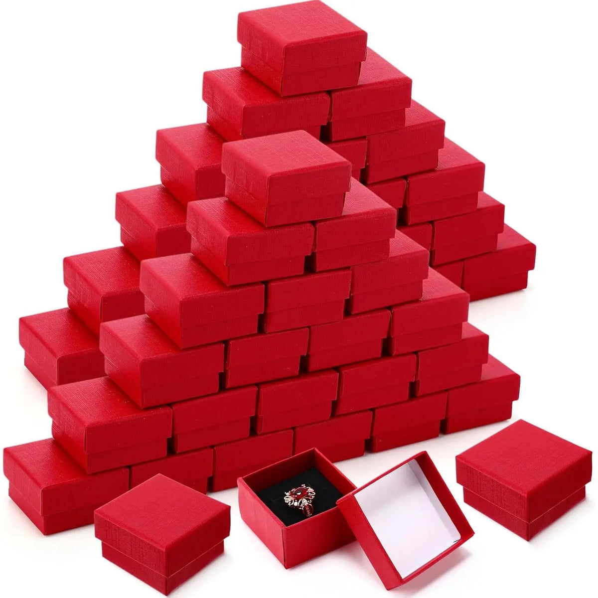 72 count  Ring  Boxes Bulk 2 x 2 x 1.2 Inch Ring Necklace Earring Boxes for Weddings Christmas
