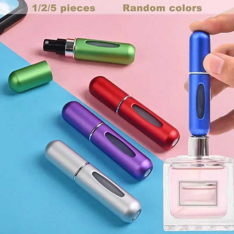4PCS 5ML Refillable Perfume Atomizer Travel, Portable Mini Pocket Perfume Atomizer for Travel Accessories Tin Canister Organiser Bottle