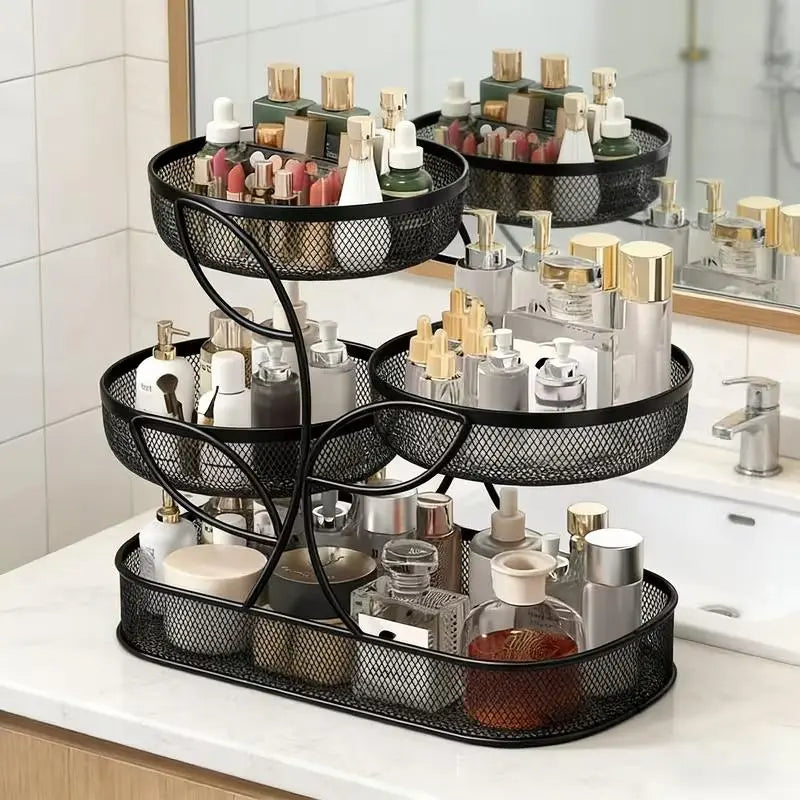 3-Layer Compartmentalized Beauty Organizer - Divided Cosmetics Organiser for Vanity Skincare, Perfume, Desktop & Bathroom Storage Organization Rack