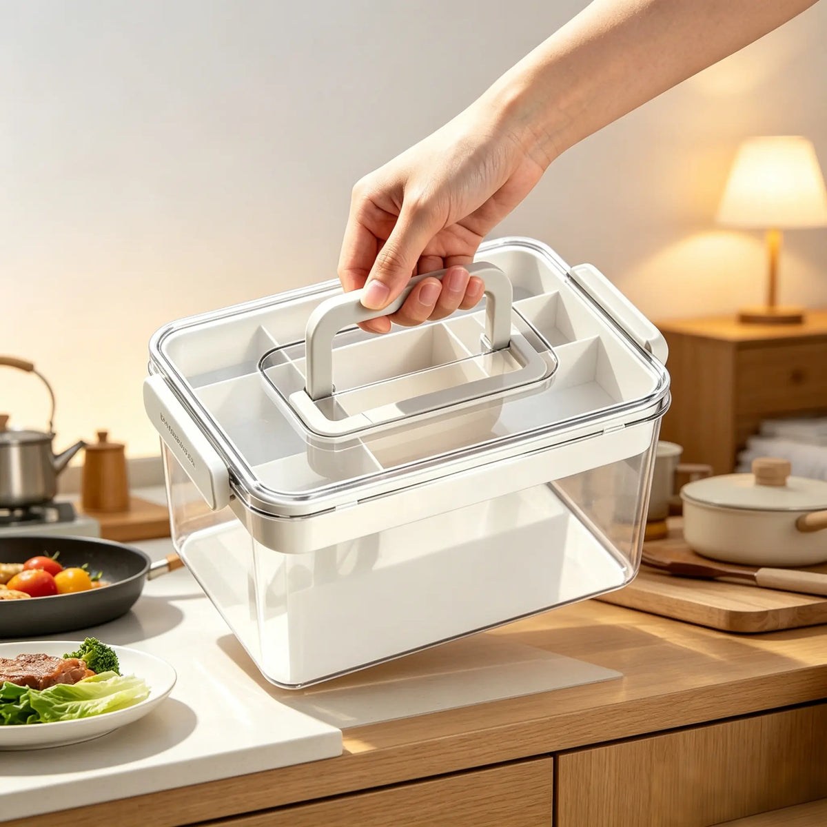 Clear Large Capacity Plastic Medicine Storage Box,Thickened Empty First Aid Case with Detachable Divider Tray,Sealed Lid Portable Organizer,Multipurpose Back to School Dorm Essentials Container for Home Office Student Campus Medical Sundry Arrangement, St