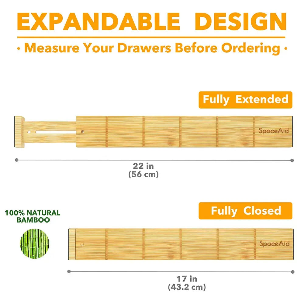 SpaceAid® Bamboo Drawer Organizer Expandable Drawer Dividers