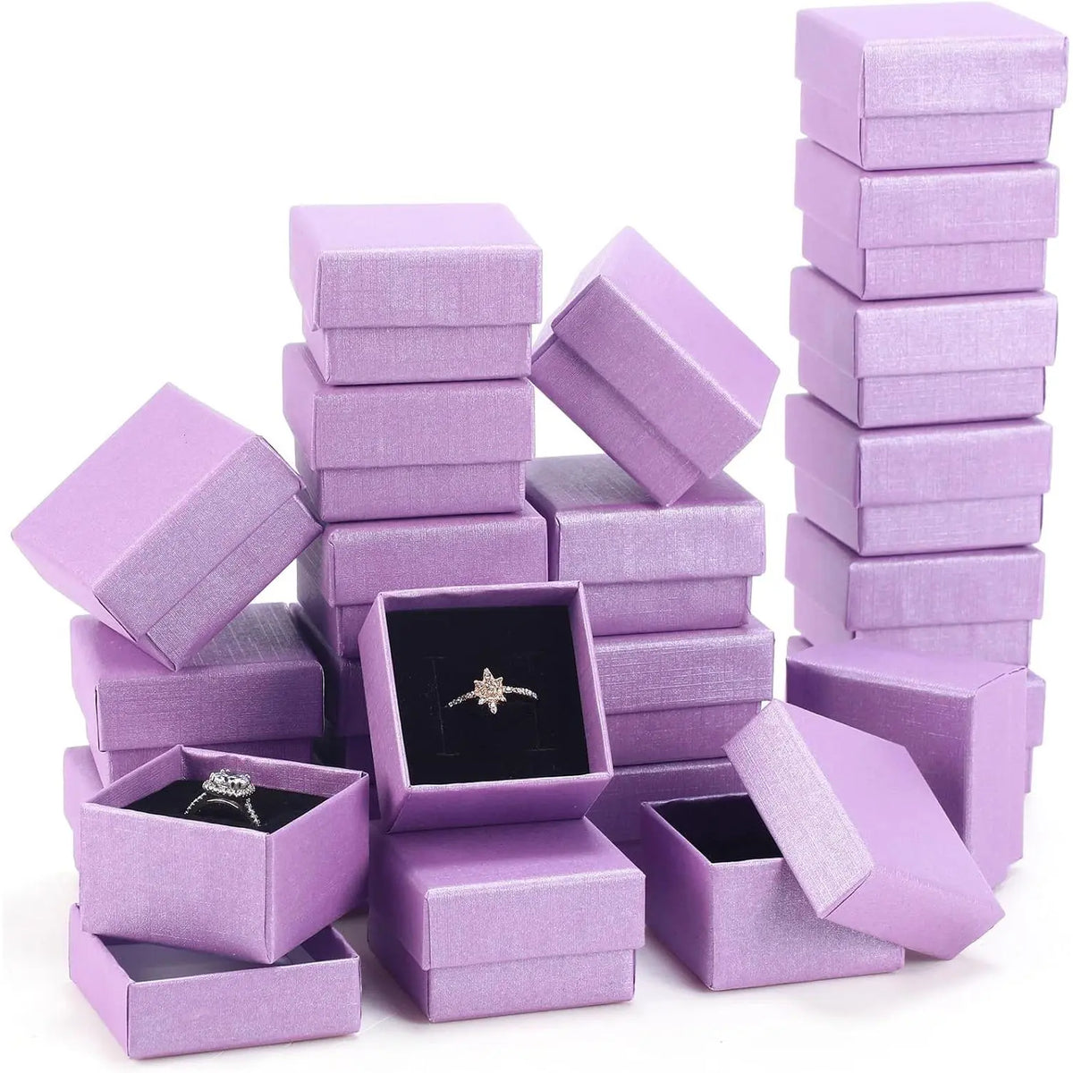 72 count  Ring  Boxes Bulk 2 x 2 x 1.2 Inch Ring Necklace Earring Boxes for Weddings Christmas