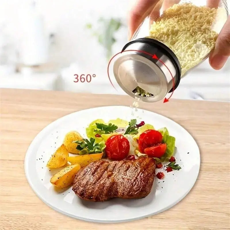 6-Jar Rotating Spice Rack Set, easy access and space-saving design with visible content, Glass Storage Jar, Spice Organizer, Glass Spice Jars. Keeps your kitchen tidy and holds all kinds of seasonings and spices.