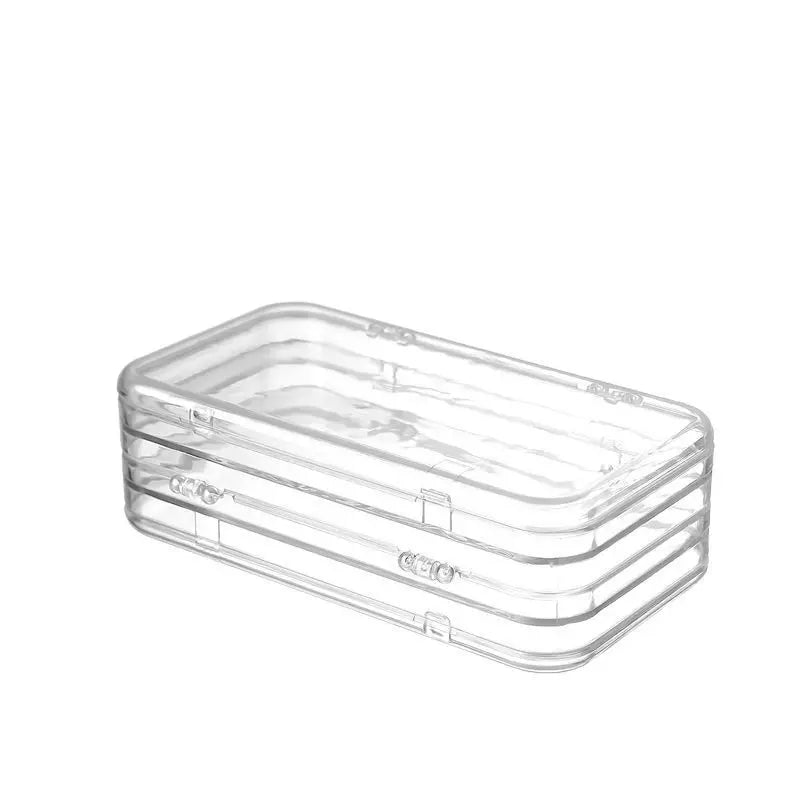 3-Fold Transparent Plastic Modern Beauty Nail Art Storage Box Set with Adhesive Sheet - 10x5x16cm Collapsible Storage Organizer, Portable Manicure Case Designed for Desktops, Home & Salon Nail Supplies