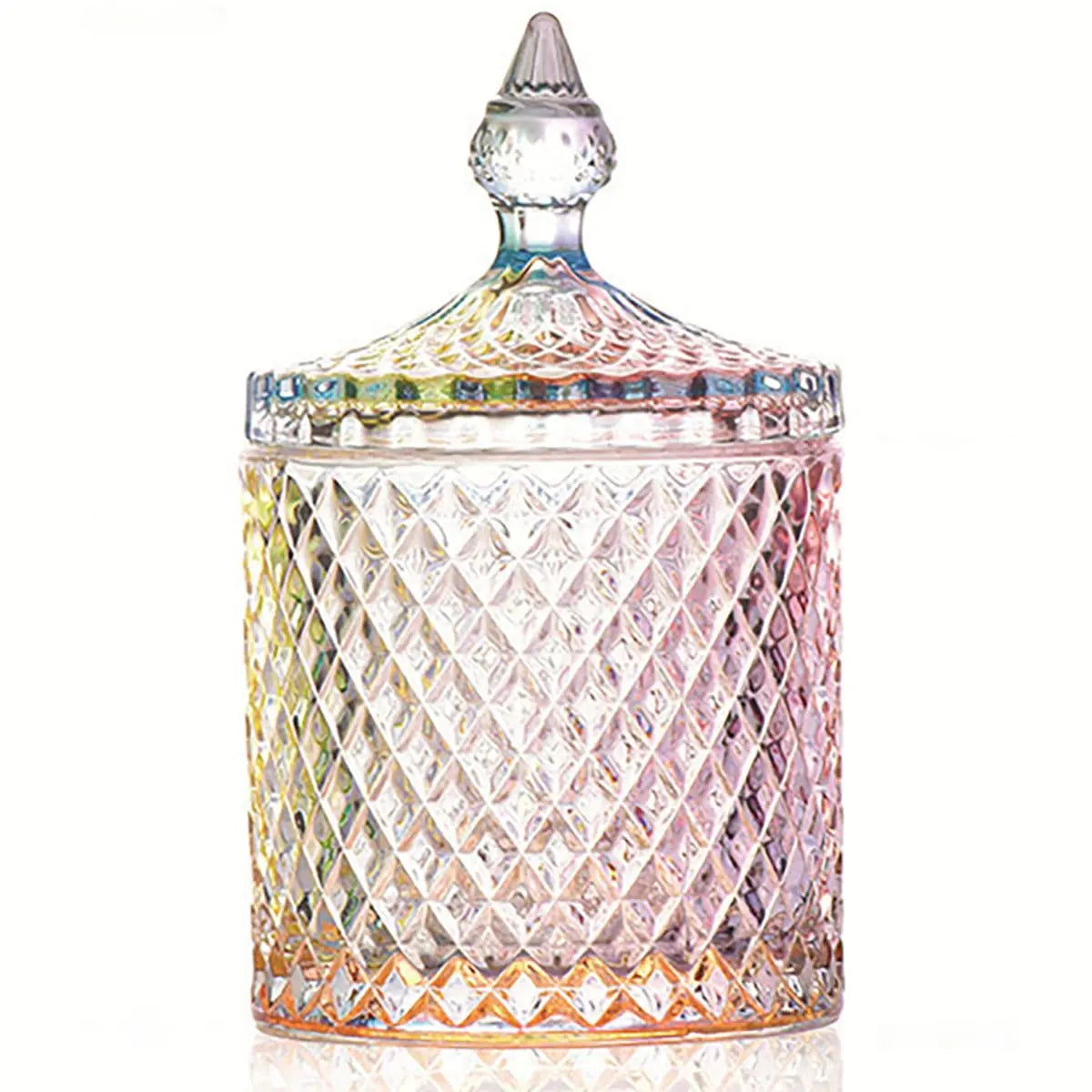 Purplish Red Lead-Free Glass Canister with Lid - Minimalist Can-Shaped Jar, Small/Large Options, Kitchen Preserving Container, Jewelry/Candy Dish, Office Accessories Storage, Crystal Look with Dazzling Light