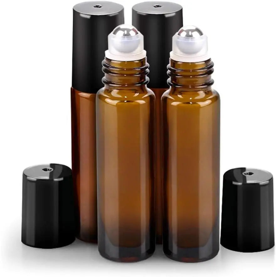 12 Pack Essential Oil Bottles, 10ml Blue Glass Bottles with Stainless Steel Roller Balls and Caps for Travel, Perfume and Lip Gloss