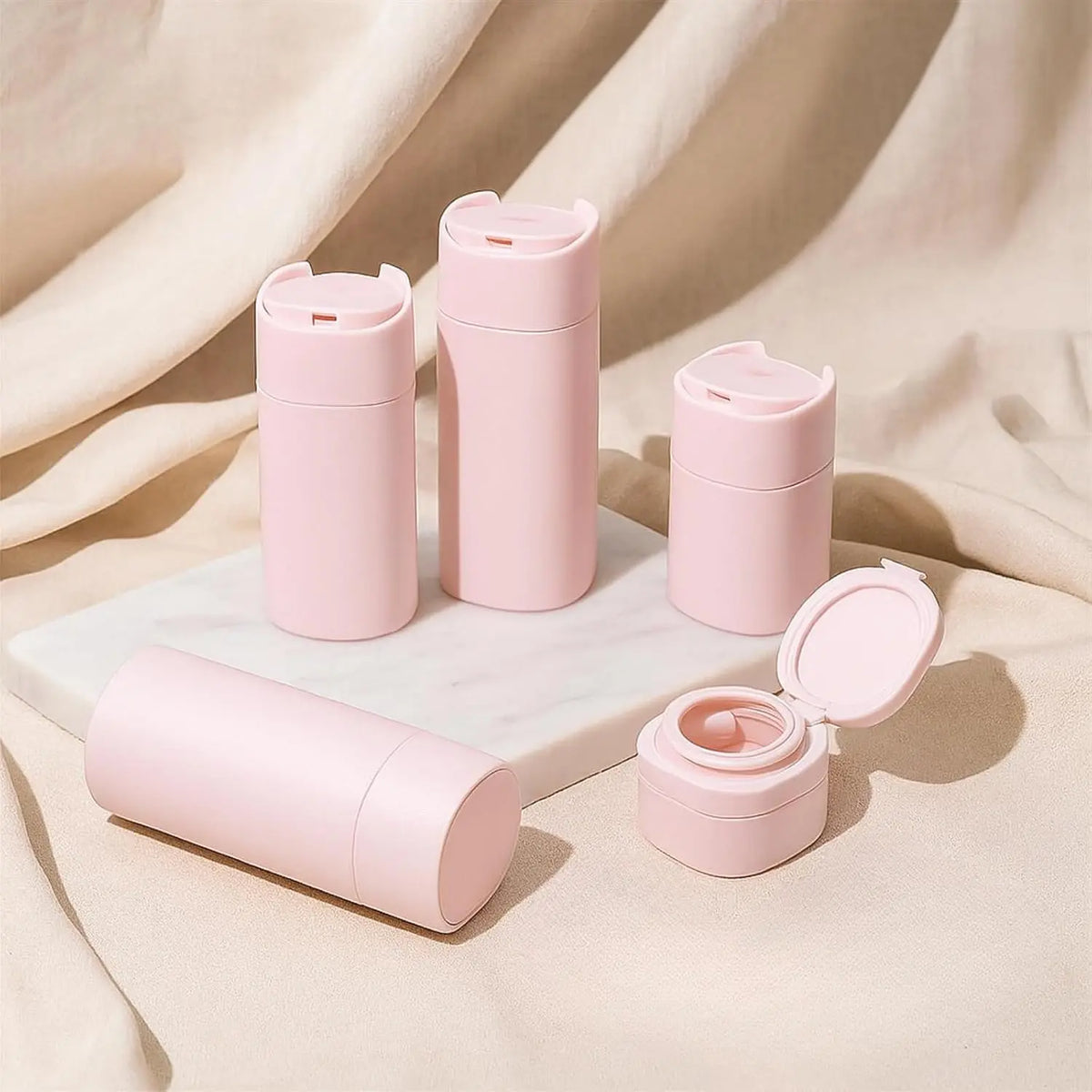 5-piece travel cream dispenser bottle set, travel toiletry container set, travel essentials, Storage Bottles