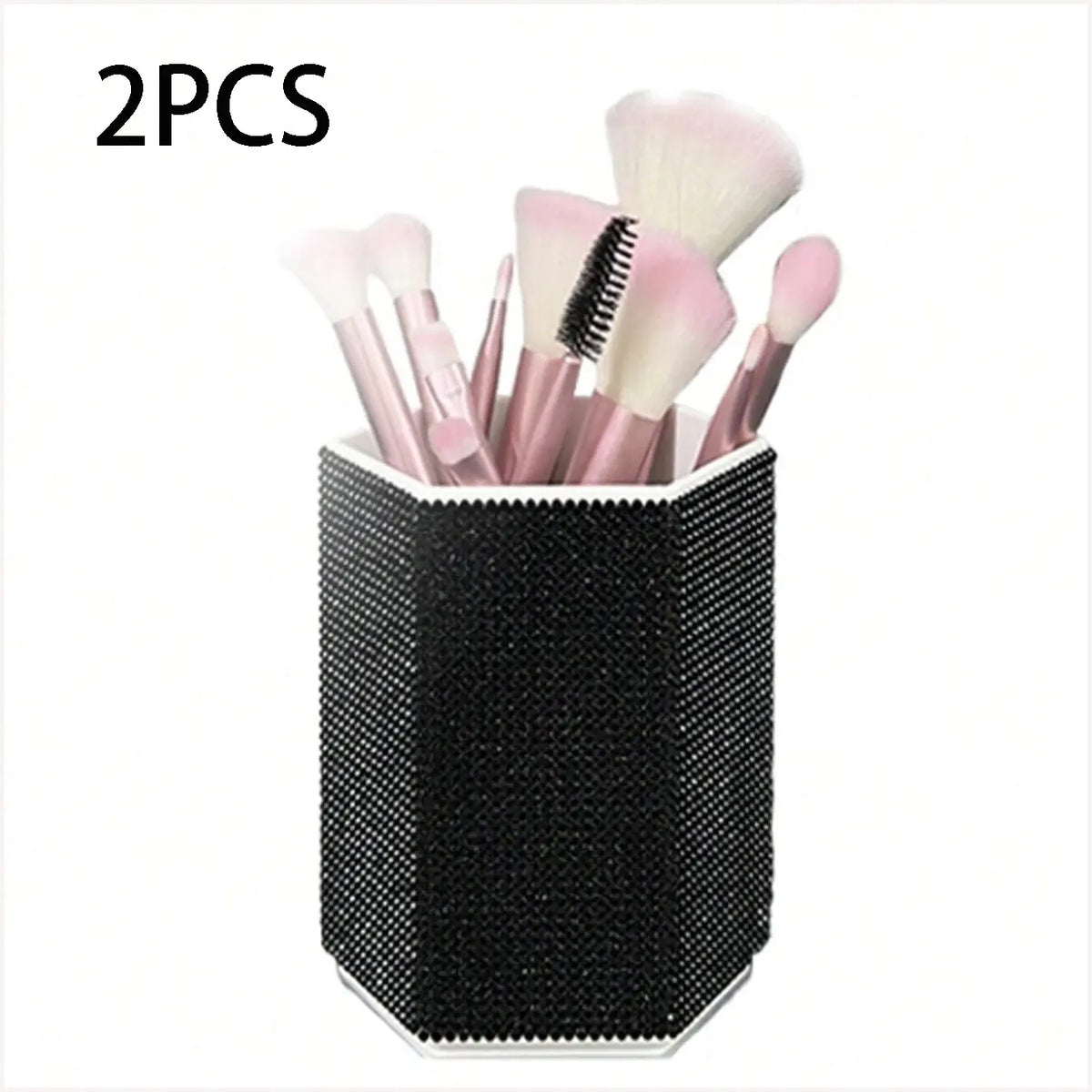 Hexagonal Crystal Makeup Brush Holder, Large Capacity, Decorative Shiny Surface, Multifunctional Cosmetic Storage Rack, Makeup Organizer Box for Bedroom Vanity Desk, Cosmetic Organiser, Cosmetic Organizers