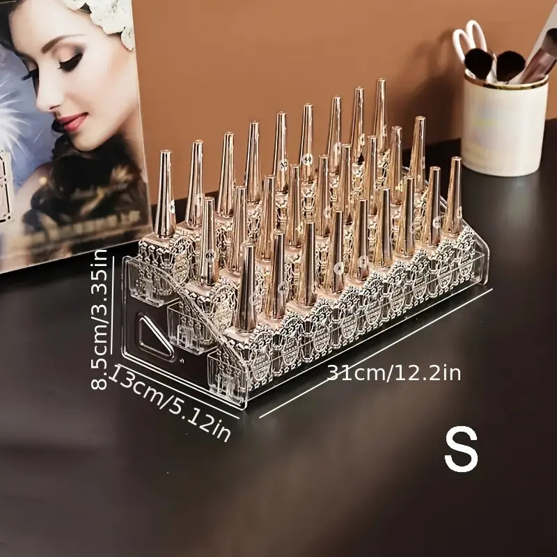 Transparent Acrylic Nail Polish Display Stand, Multi-Layer Cosmetic Rack, Makeup Organizer, Jewelry Storage Box, Mirror, Clear Plastic Organizers for Home Office Decor