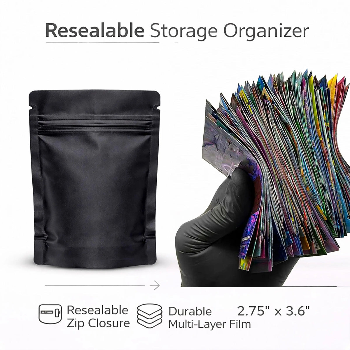 100 Pack Mini | 3" x 3.5" | Storage Bags Assorted Designs | Organizer & Retail Packaging