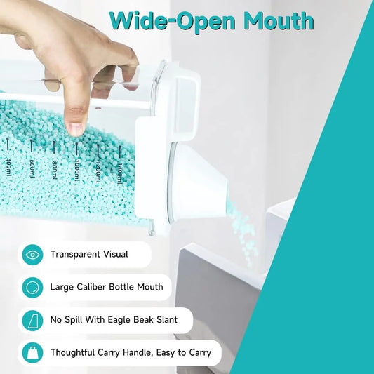 Scent Booster Beads Storage Canister - 61 oz (1400ml) Transparent Plastic Rectangle French Country Dustproof Flip-Top Closure Organiser, 5.1x3.1x9.4in Storage Organizer for Laundry Room, Balcony, Holds Beads, Powder, Soda, Laundry Detergent