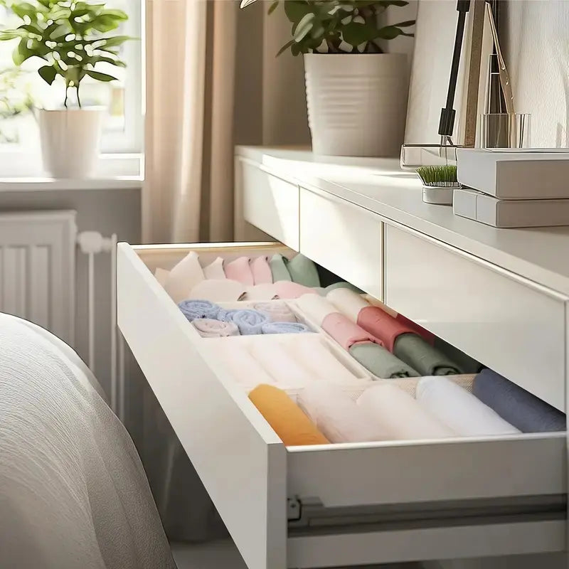 6 Counts set Drawer Storage Boxes, Foldable Fabric Organizer for Socks, Bras, Tie, Scarf, Vanity Drawer Organizers